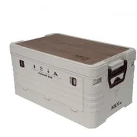 NILS CAMP Aufbewahrungsbox 2in1 Klappbare Campingkiste Campingbox Outdoor 32L mit Brett, Stapelbar und Seiteneingriff