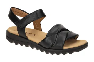 Gabor 84.812.27 Damen Sandalette Schwarz Glattleder Keilabsatz Klettverschluss
