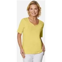 GOLDNER T-Shirt Halbarm Basic-Shirt aus Baumwolle Herzausschnitt mit funkelnden Details, bequeme Passform