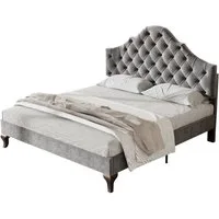 Flieks Polsterbett, Samt Einzelbett mit höhenverstellbarem Kopfteil 90x200cm