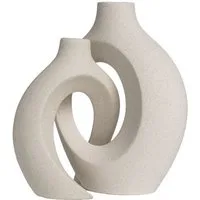 Intirilife Dekovase (Set, 2 St., 2x Keramik Vase), Vase aus Keramik mit Loch für Pampasgras Trockenblumen (2er-Set)