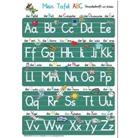 Mein Tafel-ABC in Grundschrift mit Artikeln / Helga Momm, Lernposter DINA4 laminiert