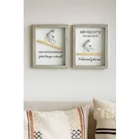 MF Wanddekoobjekt Fahrradliebe Steinbild Set Wandbild Fahrrad Spruch Grau Weiß 25cm (2 St)