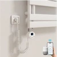 MEYKOERS Heizstab Elektro Heizstab App/WLAN-Steuerung für Badheizkörper Weiß 300W-1200W