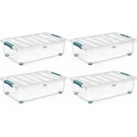 ONDIS24 Allzweckkiste Katla 28l Aufbewahrungsbox Rollbox Unterbettboxen Ordnungssystem (4 St), transparentes Design, mit 4 Rollen - 360° drehbar, mit 2 Griffen