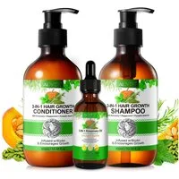 ALIVER Haarpflege-Set Shampoo Conditioner Haaröl mit Biotin Rosmarin Minze Kürbis Vegan, Enthält Mineralien, Enthält Vitamine, Fair Trade