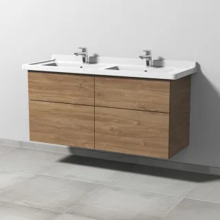 Sanipa 3way Waschtischunterbau zu Duravit Starck 3 Waschtisch mit 4 Auszügen, Eiche-Kansas SM71359