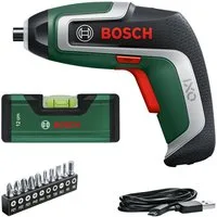 Bosch Home & Garden Akku-Schrauber IXO 7 Level Set, mit Bit-Set, Wasserwage und Ladekabel