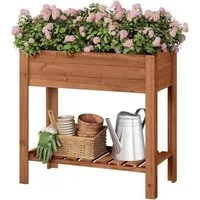 Woltu Hochbeet (1 St), mit Blumenkasten Ablageboden Folie, 80x75x40 cm