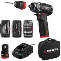 PARKSIDE PERFORMANCE® Akku-Bohrschrauber Akkuschrauber PBSPA 12 +2 Akku+Ladegerät Bit Bohrer Set Tasche E4
