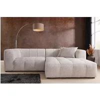 riess-ambiente Ecksofa ZERO GRAVITY 240cm graphit beige · 3-Sitzer Couch in L-Form mit Kissen, Einzelartikel 1 Teile, Strukturstoff · Nosagfederung · Rundumbezug · Ottomane rechts · Modern