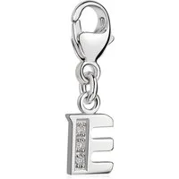 Materia Charm Buchstabe Silber Anhänger Buchstabe " E " Alphabet Zirkonia C55, 925 Sterling Silber, rhodiniert