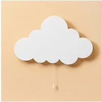 COZYCOLLECTIONS LED Wandleuchte Handbemaltes LED-Wandnachtlicht „Weiße Wolke“ in Holzoptik, LED, Warmweiß, Montessori: ruhige Farben, klare Form, sanftes Licht