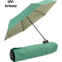doppler® Taschenregenschirm für Damen, winzig klein und sehr leicht, UV-Schutz, außen aqua, innen elfenbein - ein Hingucker