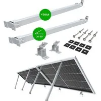 NuaSol Solarmodul-Halterung 2x verstellbar Neigungswinkel 15° - 60° siber / schwarz, (4-tlg)