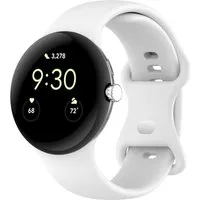 Wigento Smartwatch-Armband Silikon für Google Pixel Watch 4 / 3 45mm Butterfly-Schnalle Weiß, Silikonarmband mit Butterfly-Schließe für flexible Passform