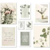 ARTFAVES Bilder-Collage Poster Set Eucalyptus I mehrteilige Bilderwand I Wandbilder Eukalyptus, (Wandbilder modern, 8 St)