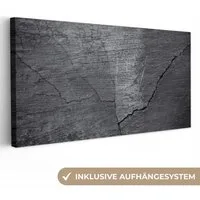 OneMillionCanvasses® Leinwandbild Panorama Beton - Schwarz - Riss, Fotodruck (1 St), Wandbild, Deko Schlafzimmer Wohnzimmer Flur 40x20 cm