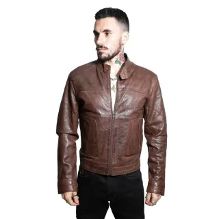 Klassisch geschnittene Herren-Bikerjacke aus Leder – Austin