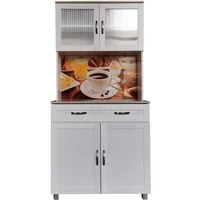 HTI-Living Hochschrank Küchenbuffet Weiß mit Glasteil Blanca Bistro (Stück, 1-St., 1 Schrank) Küchenschrank Hochschrank