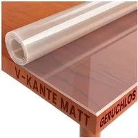 DecoHomeTextil Heimtextilmanufaktur Tischdecke Transparent Schutzfolie Folie leicht mattiert Abgeschrägte V-Kante, robust, reißfest, schalldämmend