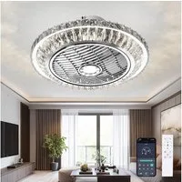 RRBEST Deckenventilator LED Deckenventilator, Leise Kristall Ventilator Kronleuchte, 72W Moderne Fan Deckenlampe mit Fernbedienung