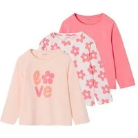 vertbaudet Langarmshirt Mädchen Shirts mit Print BASIC 3er-Pack