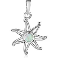 Materia Kettenanhänger Silber Sonne Perlmutt Weiß Ø14mm KA-506, 925 Sterling Silber