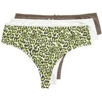 Ulla Popken Slip Strings 3er-Pack Leomuster/Blautöne