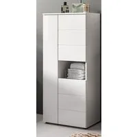 Inn.Furn Badkommode Larik (Bad Midischrank in Weiß Hochglanz, 3-türig, 60 x 131 cm), 9 Fächer für viel Stauraum