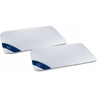 Genius Schlafkissen eazzzy Schaumkissen 40x80 cm, 2 x eazzzy Nackenkissen/Schaumkissen 2 x Kissenbezug, Nackenstützkissen mit 2 Härtegraden + kühlender Gelschaum