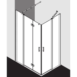 Kermi Diga Eckeinstieg-Hälfte Pendel-Falttür m Festfeld DIF2L09320VAK 93x200cm, silber hochglanz, ESG klar, links, auf Duschplatz