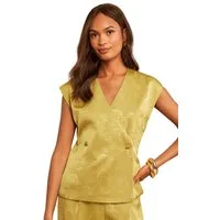 Love & Roses Satinbluse Love & Roses geknöpfte Wickelbluse, Satin-Jacquard (1-tlg)
