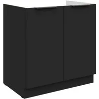 Küchen-Preisbombe Spülenunterschrank 80 cm Küche SIENA Schwarz Küchenzeile Küchenblock Einbauküche