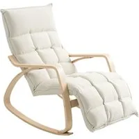 MC Star Schaukelstuhl Schaukelsessel mit Rückenlehne, Fußstütze, Sessel, Relaxsessel (mit Leinenoptik, Schwingsessel, Lesesessel für Wohnzimmer, Schlafzimmer, Balkon Cremeweiß)