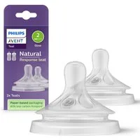 Philips AVENT Flaschensauger Natural Response SCY962/02, 2 Stück mit Anti-colic-Ventil, langsame Durchflussrate