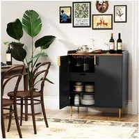 HOLTICO Weinschrank Multifunktionaler Bar-Schrank, moderner Kaffeetresen-Schrank (1-St) mit 9 Flaschenregalen, 6 Glas-Halterungen, Schublade & Regalen