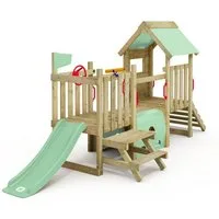 Wickey Klettergerüst My First Playground 1: Spielturm mit Rutsche für Kleinkinder, (Kletterturm – ideal für kleine Gärten, Leichter Aufbau mit detaillierter Anleitung, Kinderspielhaus mit Kletterrampe – Sicher dank geringer Höhe), Garten-Spielplatz f