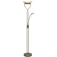 Brilliant LED Deckenfluter Ollie, Lesearm, LED fest integriert, Lesearm, H 180cm, dimmbar, 2500lm, warmweiß, antik messingfarben
