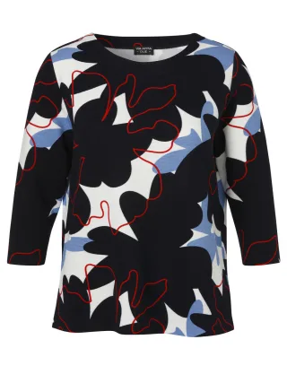 VIA APPIA DUE - Sweatshirt mit Rundhals und 3/4 Arm blau/weiß - Gr. - 52