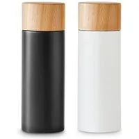 Springlane Salz-/Pfeffermühle Salz- und Pfeffermühlen-Set 2-tlg., aus Birkenholz - Schwarz/Weiß manuell, Langlebiges Keramikmahlwerk, Minimalistisches Design