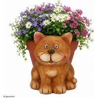 MamboCat Pflanzschale Übertopf Chrissi Katze Blumen Pflanze Magnesiumoxid innen Ø16cm Garten