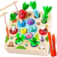 POPOLIC Lernspielzeug Karotten Steckspiel Holz, Magnetische Angelspie, Montessori Spielzeug (1-St., Holzspielzeug Motorikspielzeug), Geschenk für Junge und Mädchen ab 1 2 3 Jahre