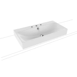 Kaldewei Silenio Aufsatzwaschtisch 904206033001 3043, 90x46x12cm, weiss Perl-Effekt, 3 Hahnlöcher