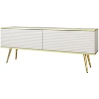 MOEBLO TV-Board Dayn Wave new (Lowboard Fernsehtisch TV Bank TV Tisch Fernseher Tisch TV Möbel, goldene/schwarze Metallbeine), 135/175x30x32