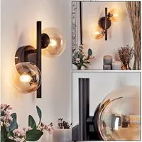 hofstein Wandleuchte Wandlampe aus Metall/Glas in Schwarz/Bernstein/Klar, ohne Leuchtmittel, Leuchte m. Glasschirmen, An/-Auschalter, 2x G9, ohne Leuchtmittel