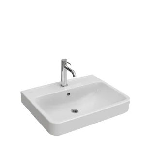 VitrA New Integra Round Waschtisch unterbaufähig mit Hahnloch mittig Weiß Hochglanz,7901B003-0001 7901B003-0001