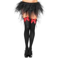 Leg Avenue Overknees Halterlose Strümpfe mit Schleife schwarz-rot Unverzichtbares Accessoire für Damen, vielseitig kombinierbares Kost