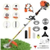 CONENTOOL Benzin-Motorsense 52ccm, 2,5kW Benzin Rasentrimmer, 25.5 cm Arbeitsbreite Messer, 43 cm Arbeitsbreite Faden, 7-in-1 Multifunktions, Rasenmäher, Heckenschere, Motorsäge in einem