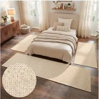 HANSE Home Bettumrandung Wolly 2, Höhe 12 mm, (3-tlg), Bettvorleger, 3-teiliger Läufer Set, Unifarben, Kurzflor, Bettläufer
